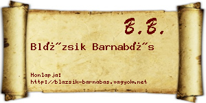 Blázsik Barnabás névjegykártya