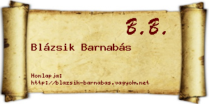 Blázsik Barnabás névjegykártya